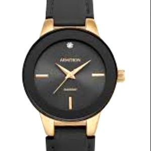 Armitron Genuine Diamond Dial Leather Strap Watch